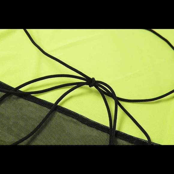 NEW Green Mesh One Strap Fitted Mini Angled Dress - Picture 8 of 16